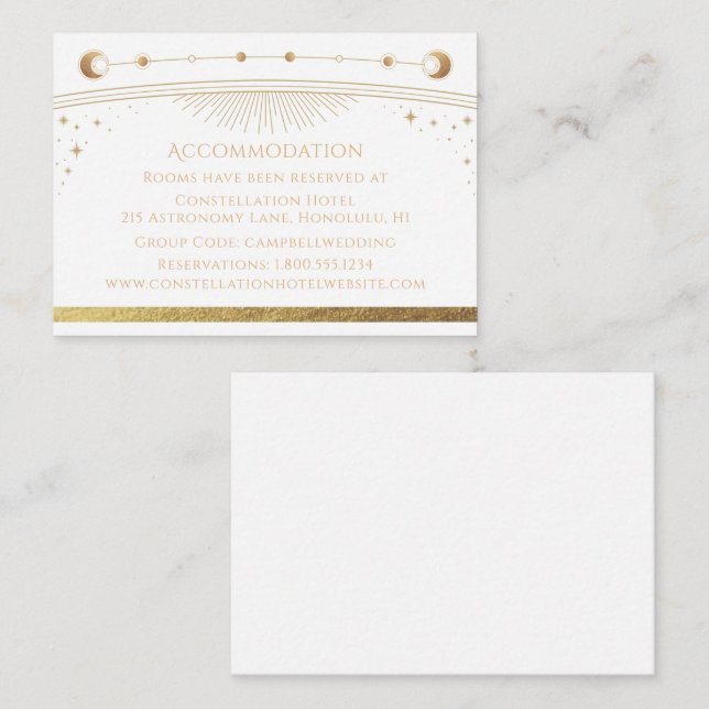 Carte D'accompagnement Mariage céleste d'or blanc mystique (Devant / Derrière)