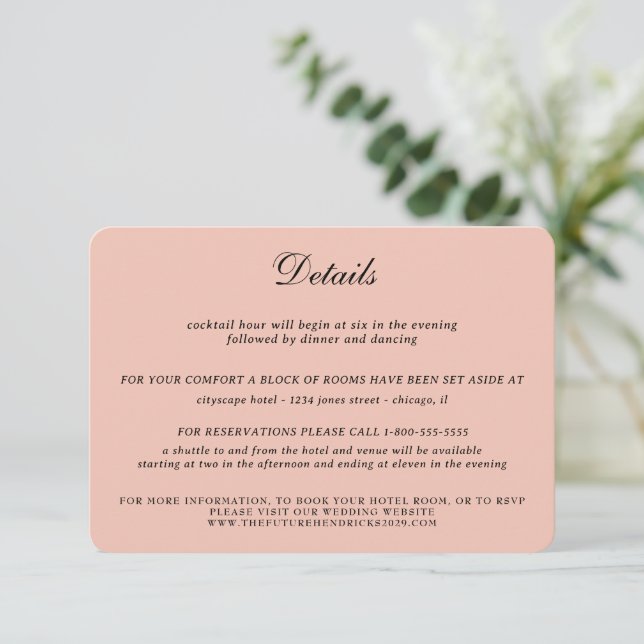 Carte D'accompagnement Mariage céleste d'or rose (Debout devant)
