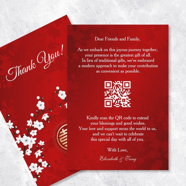 Carte D'accompagnement Mariage chinois QR Code argent cadeau (Créateur téléchargé)