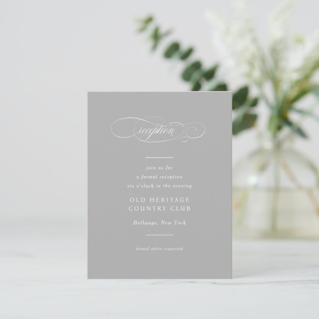 Carte D'accompagnement Mariage classique d'élégance de script (Debout devant)