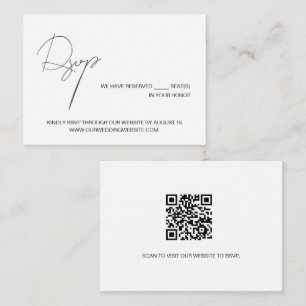 Carte D'accompagnement Mariage code QR noir blanc Minimal Chic