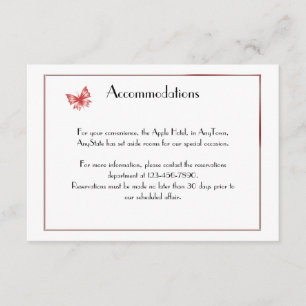 Carte D'accompagnement Mariage Coeur de papillon Persimmon Insertion