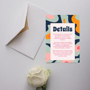 Carte D'accompagnement Mariage coloré des ondes Super rétro