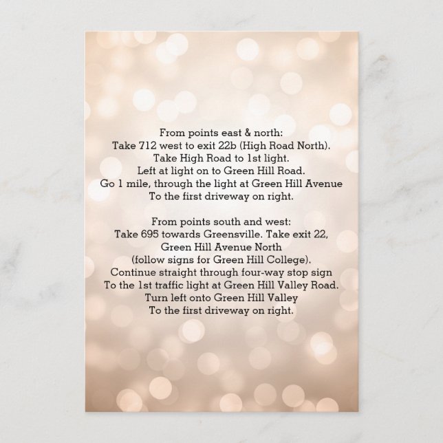 Carte D'accompagnement Mariage Conduite Directions Cuivre Parties scintil (Devant)