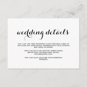 Carte D'accompagnement Mariage côtier noir et blanc Détails de l'invité C