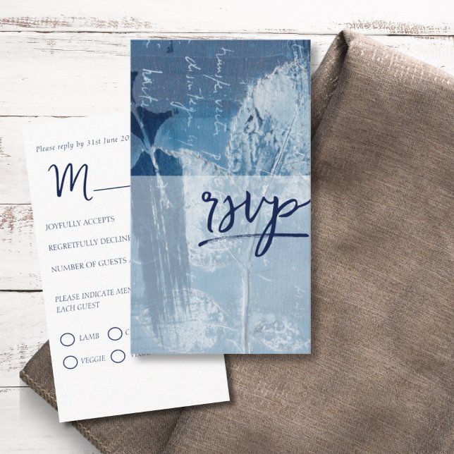 Carte D'accompagnement Mariage cyan bleu botanique moderne RSVP (Créateur téléchargé)