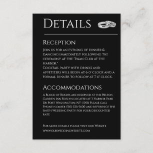 Carte D'accompagnement Mariage d'affaires noir et blanc -