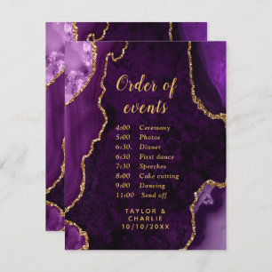 Carte D'accompagnement Mariage d'âge violet et or Ordre des événements En
