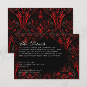 Carte D'accompagnement Mariage damassé gothique noir et rouge élégant