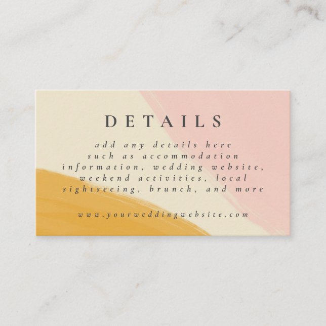 Carte D'accompagnement Mariage d'aquarelle Abstraite rose et orange (Devant)