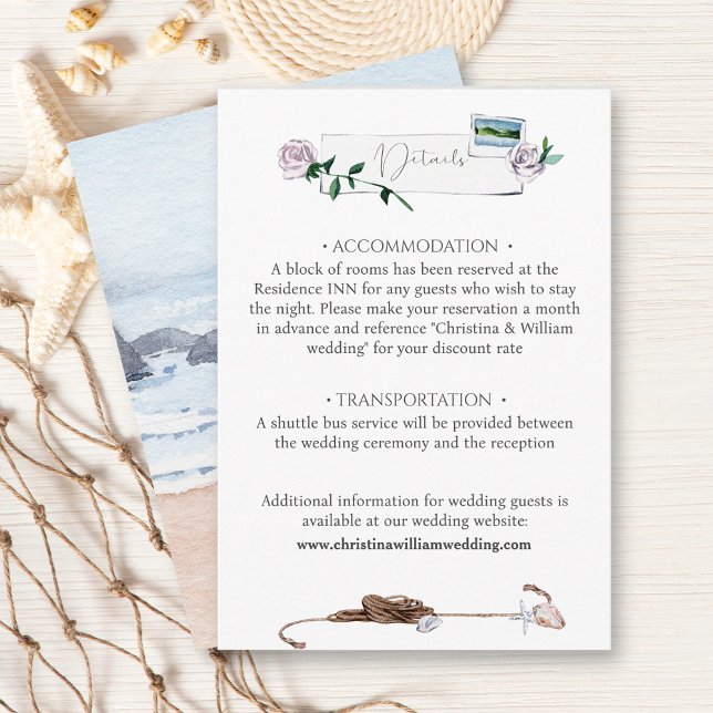Carte D'accompagnement Mariage d'aquarelle moderne de la plage côtière (Créateur téléchargé)