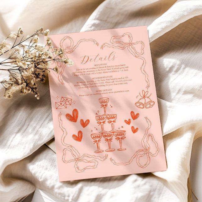 Carte D'accompagnement Mariage d'art contemporain rétro peint à la main (Créateur téléchargé)