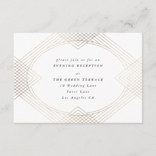 Carte D'accompagnement Mariage d'Art Déco Géométrique Ovale Blanc Or