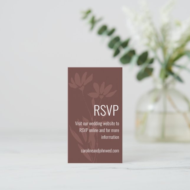 Carte D'accompagnement Mariage d'art moderne en terre cuite Florale RSVP (Debout devant)