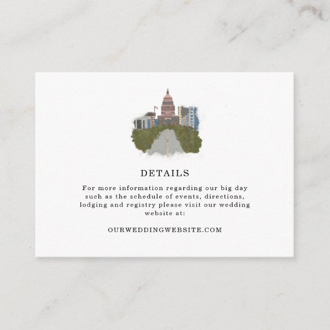Carte D'accompagnement Mariage d'Austin Texas (Devant)