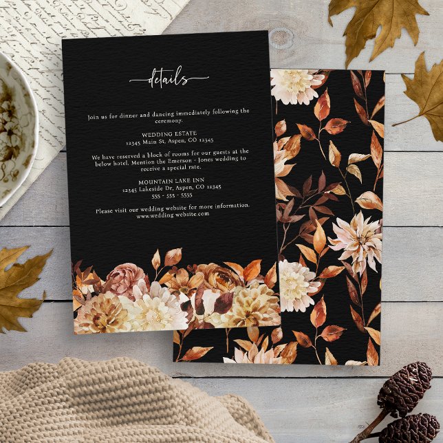 Carte D'accompagnement Mariage d'automne noir (Black Fall Wedding Enclosure Card
)