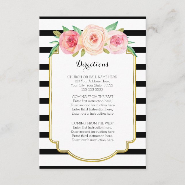 Carte D'accompagnement Mariage de  à rayures noires rose (Devant)
