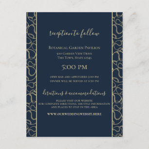 Carte D'accompagnement Mariage de base-ball bleu et or de la Marine