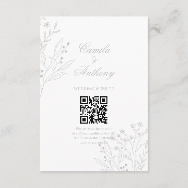 Carte D'accompagnement Mariage de Boho Floral Corner Argent (Devant)