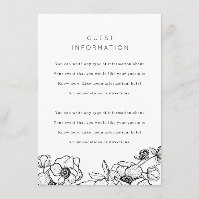Carte D'accompagnement Mariage de bouquet anémonique (Devant)
