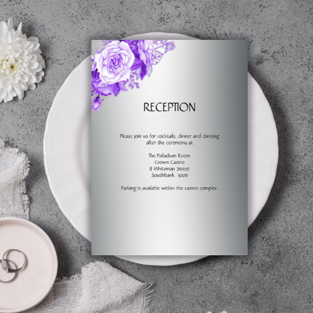 Carte D'accompagnement Mariage de bouquet en argent métallique et rose vi (Créateur téléchargé)