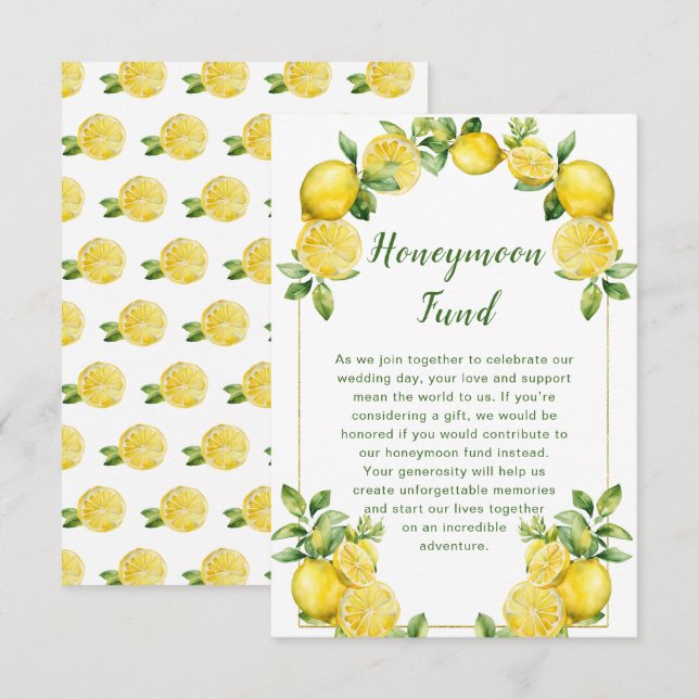 Carte D'accompagnement Mariage de cadre vert citron italien (Devant / Derrière)