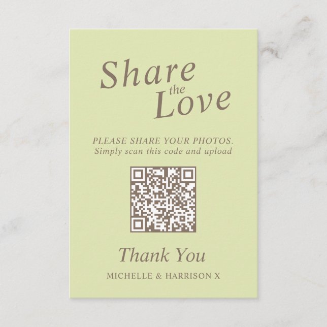 Carte D'accompagnement Mariage de catkins vert Aspen QR partager mariage  (Devant)