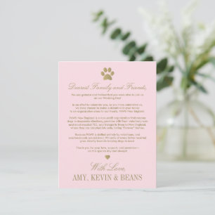 Carte D'accompagnement Mariage de charité avec empreinte de patte rose et