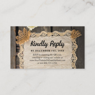 Carte D'accompagnement Mariage de charme rustique Burlap & Lace Barn Wood