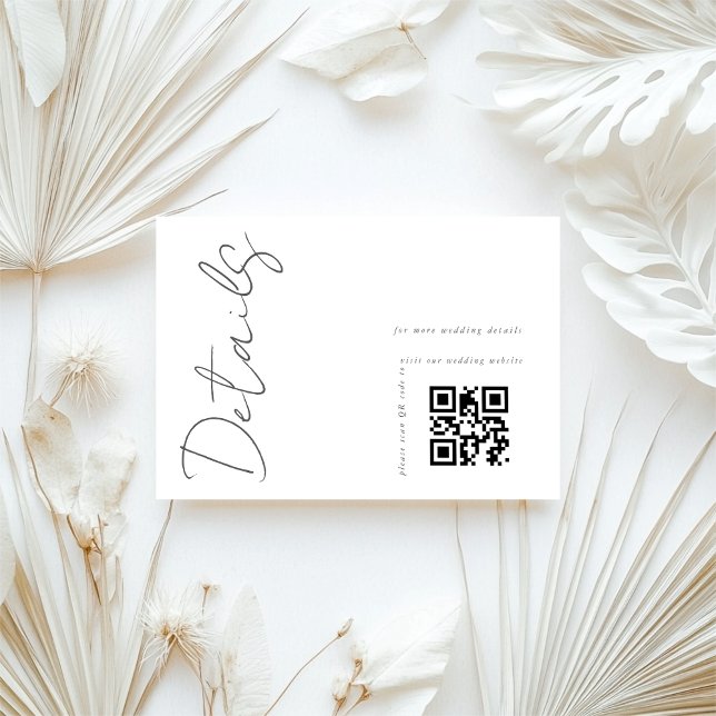 Carte D'accompagnement Mariage de code QR blanc moderne Détails (Créateur téléchargé)