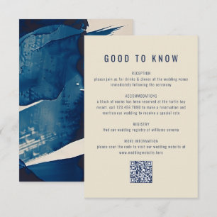 Carte D'accompagnement Mariage de code QR de peinture d'encre bleue de la