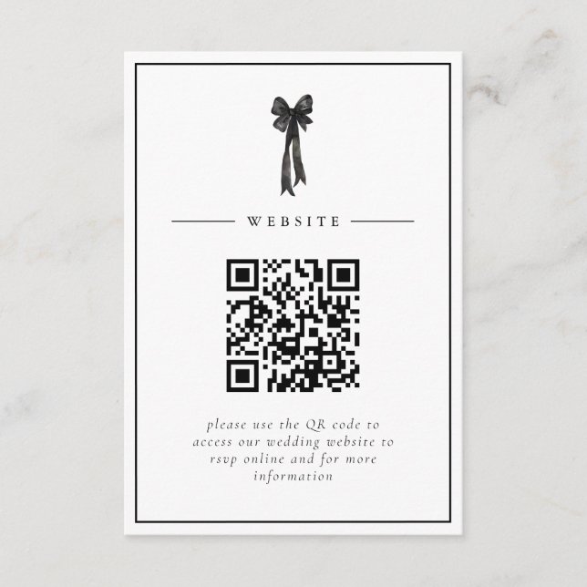 Carte D'accompagnement Mariage de code QR d'élégance de la boîte de ruban (Devant)