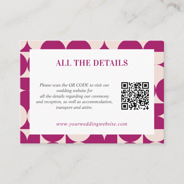 Carte D'accompagnement Mariage de CODE QR du milieu du siècle (Devant)