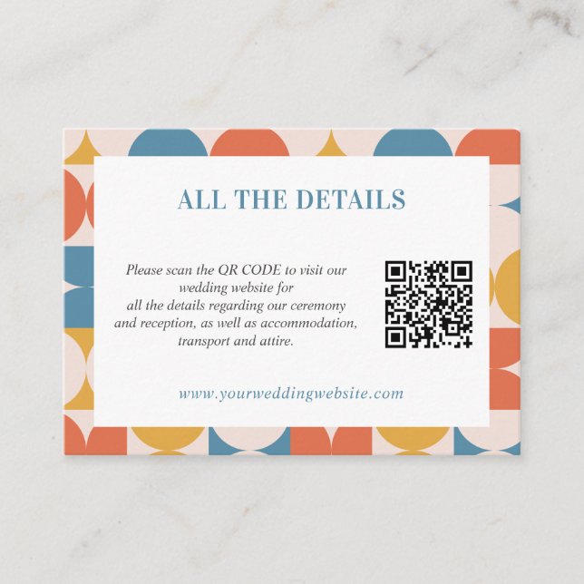 Carte D'accompagnement Mariage de CODE QR du milieu du siècle (Devant)