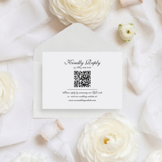 Carte D'accompagnement Mariage de code QR du monogramme élégant du budget (Créateur téléchargé)