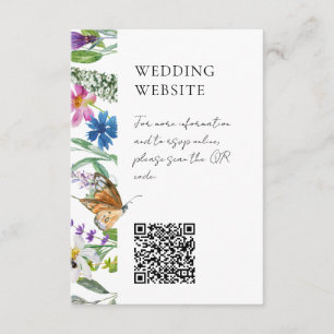 Carte D'accompagnement Mariage de code QR Fleur sauvage