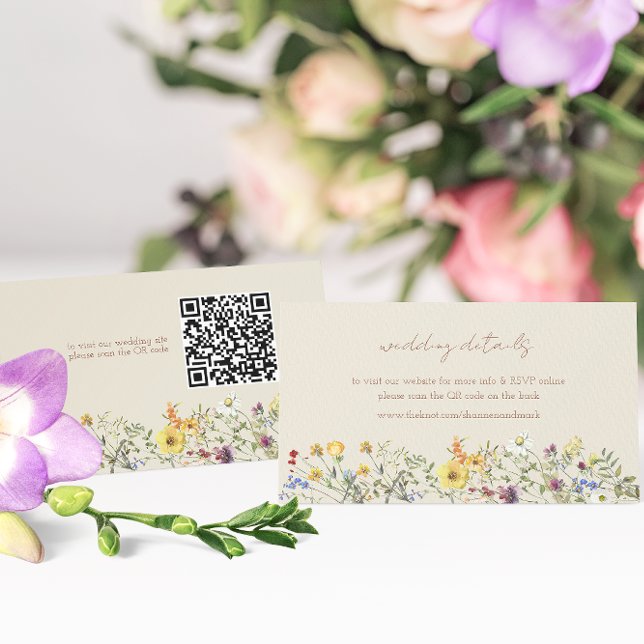 Carte D'accompagnement Mariage de code QR fleur sauvage (Créateur téléchargé)