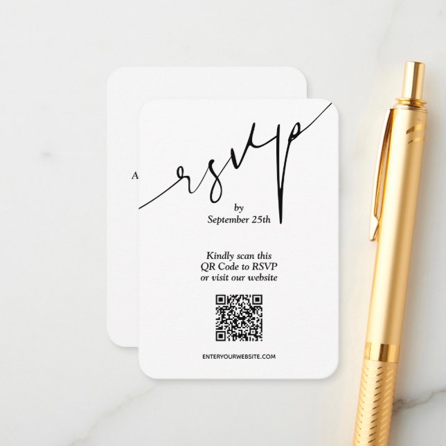 Carte D'accompagnement Mariage de code QR simple (Devant/Arrière en situation)