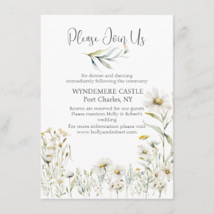 Carte D'accompagnement Mariage de code QR White Daisy