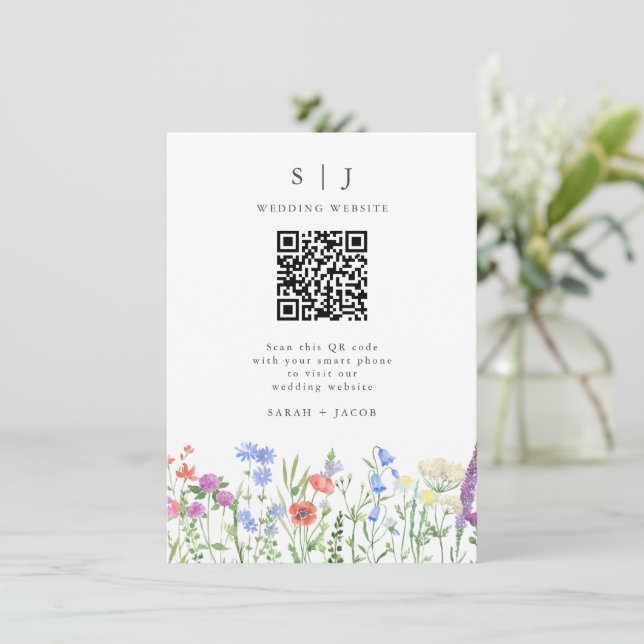 Carte D'accompagnement Mariage de code Spring WildflowerQR (Debout devant)
