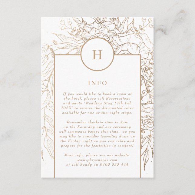 Carte D'accompagnement Mariage de couronne de monogramme or Premium Elega (Devant)