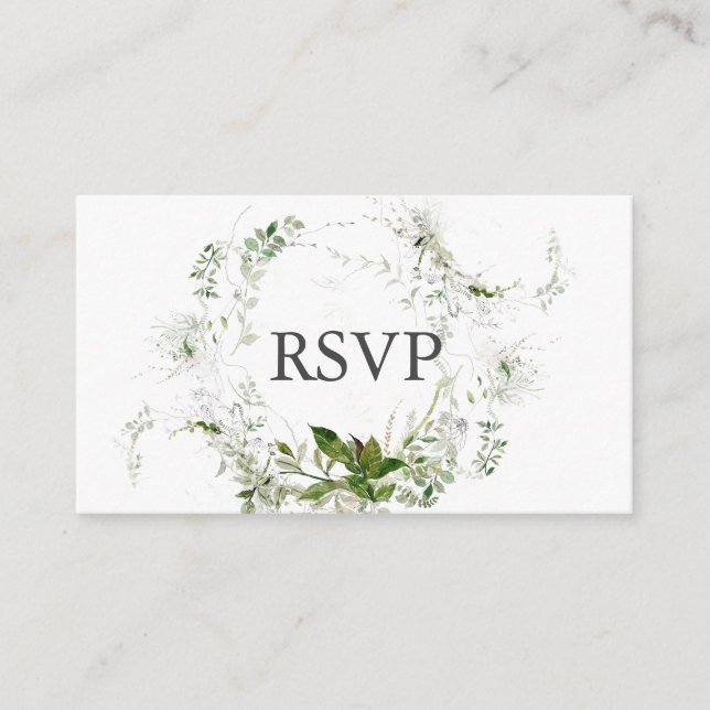 Carte D'accompagnement Mariage de couronne verte RSVP (Devant)