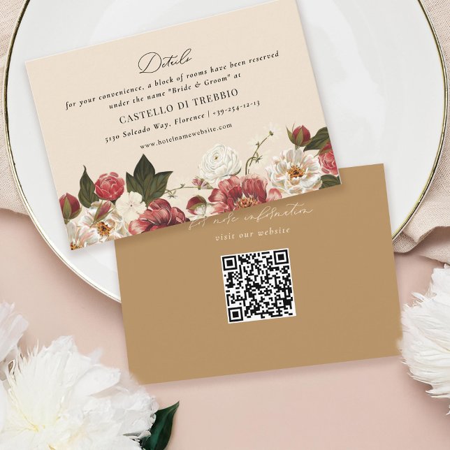 Carte D'accompagnement Mariage de crème florale peinte romantique (Créateur téléchargé)