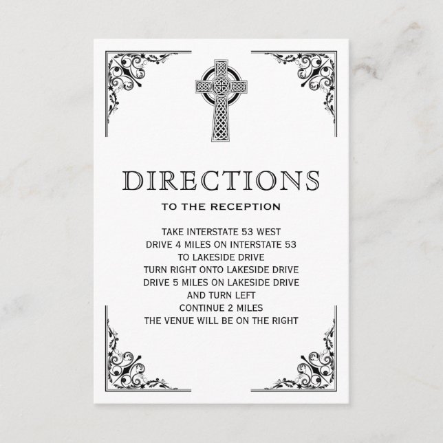 Carte D'accompagnement Mariage de croix celtique noir et blanc (Devant)