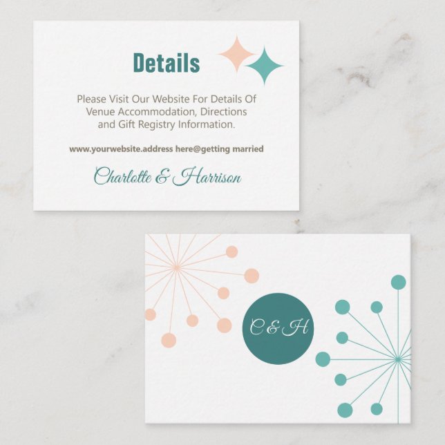 Carte D'accompagnement Mariage de démarrage atomique moderne du milieu du (Devant / Derrière)