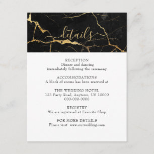 Carte D'accompagnement Mariage de design en marbre noir et or