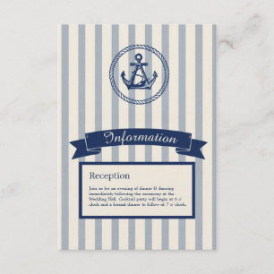 Carte D'accompagnement Mariage de destination maritime à rayures d'ancre