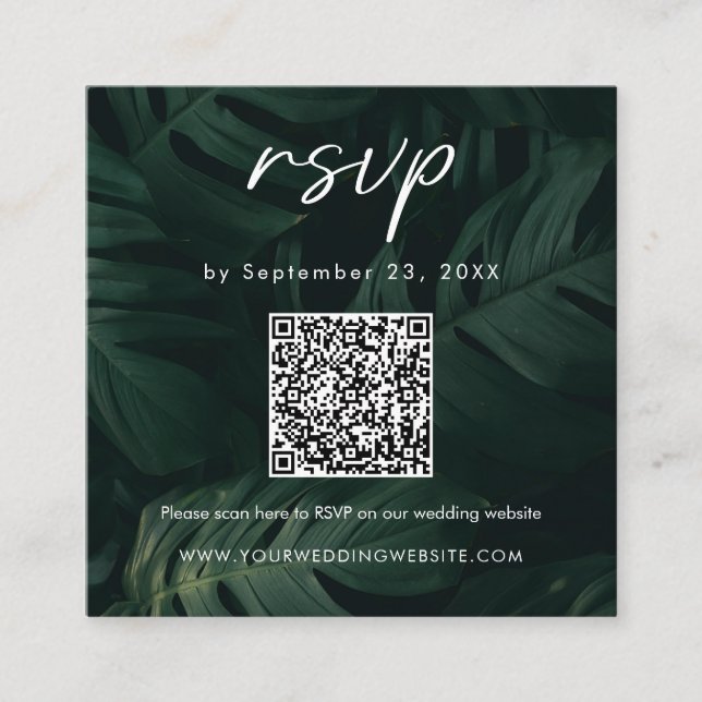 Carte D'accompagnement Mariage de destination tropical, scanner le code Q (Devant)