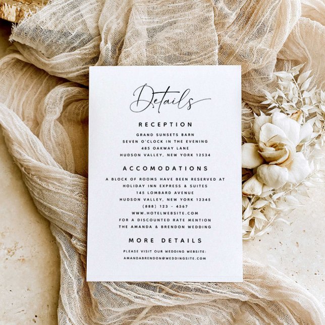Carte D'accompagnement Mariage de détails minimalistes (Créateur téléchargé)