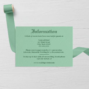 Carte D'accompagnement Mariage de feuille de menthe rétro et de monogramm